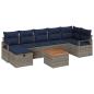Preview: Gartensofa-set mit Kissen mit Speicher 8 pcs Grau Poly-Rattan