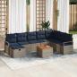 Preview: ARDEBO.de - Gartensofa-set mit Kissen mit Speicher 9 pcs Grau Poly-Rattan