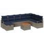 Preview: Gartensofa-set mit Kissen mit Speicher 9 pcs Grau Poly-Rattan