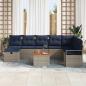 Preview: Gartensofa-set mit Kissen mit Speicher 9 pcs Grau Poly-Rattan
