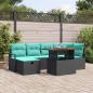 Preview: ARDEBO.de - Gartensofa-set 7 stk. Schwarz Poly-Rattan