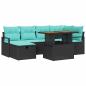 Preview: Gartensofa-set 7 stk. Schwarz Poly-Rattan