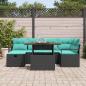 Preview: Gartensofa-set 7 stk. Schwarz Poly-Rattan