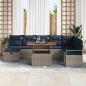 Preview: Gartensofa-set mit Kissen mit Speicher 9 pcs Grau Poly-Rattan
