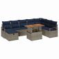Preview: Gartensofa-set mit Kissen mit Speicher 9 pcs Grau Poly-Rattan