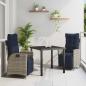 Preview: ARDEBO.de - Garten Essgruppe mit Kissen 3 pcs Grau und Schwarz Rattan