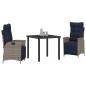 Preview: Garten Essgruppe mit Kissen 3 pcs Grau und Schwarz Rattan