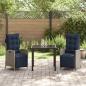 Preview: Garten Essgruppe mit Kissen 3 pcs Grau und Schwarz Rattan