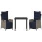Preview: Garten Essgruppe mit Kissen 3 pcs Grau und Schwarz Rattan