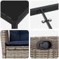 Preview: Garten Essgruppe mit Kissen 3 pcs Grau und Schwarz Rattan
