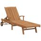 Preview: Sonnenliege mit Kissen Braun 195 x 59 x 78,5 cm Massivholz Teak