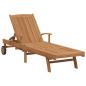 Preview: Sonnenliege mit Kissen Braun 195 x 59 x 78,5 cm Massivholz Teak