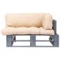 Preview: Outdoor-Sofa Paletten mit Kissen in Sandfarben Kiefernholz