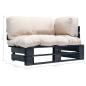 Preview: Outdoor-Sofa Paletten mit Kissen in Sandfarben Kiefernholz