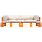 Preview: 2-tlg. Garten-Palettensofa-Set Kissen in Sandfarben Kiefernholz