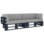 Preview: ARDEBO.de - 2-Sitzer-Palettensofa Schwarz Imprägniertes Kiefernholz