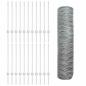 Preview: Zaun mit Pfosten Silber 0,8 x 50 m Stahl