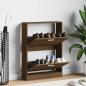 Preview: ARDEBO.de - Schuhschrank Braun Eichen-Optik 59x17x81 cm Holzwerkstoff