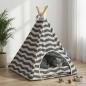 Preview: ARDEBO.de - Haustier-Tipi mit Kissen Weiß und Grau 40 x 40 x 50 cm