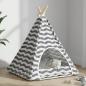 Preview: ARDEBO.de - Haustier-Tipi mit Kissen Weiß und Grau 50 x 50 x 60 cm