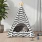Preview: Haustier-Tipi mit Kissen Weiß und Grau 50 x 50 x 60 cm