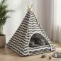 Preview: ARDEBO.de - Haustier-Tipi mit Kissen Weiß und Grau 60 x 60 x 70 cm