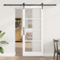 Preview: Schiebetür ORKDAL Weiß 83 x 202 cm Massivholz Kiefer und Glas
