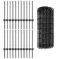 Preview: Euro-Zaun mit Pfosten 50 x 0,6 m PVC-beschichteter Stahl Grau