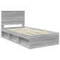 Preview: Bettrahmen Sonoma-Grau 100 x 200 cm Massives Kiefernholz
