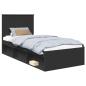 Preview: Bettrahmen Schwarz 90 x 200 cm Massives Kiefernholz