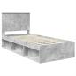 Preview: Bettrahmen mit Kopfteil Beton 90 x 200 cm Massives Kiefernholz