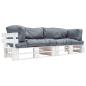 Preview: ARDEBO.de - 2-tlg. Garten-Palettensofa-Set Kissen in Grau Kiefernholz