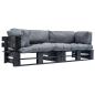 Preview: ARDEBO.de - 2-tlg. Outdoor-Sofa-Set Paletten mit Kissen in Grau Kiefernholz