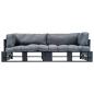 Preview: 2-tlg. Outdoor-Sofa-Set Paletten mit Kissen in Grau Kiefernholz