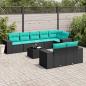 Preview: ARDEBO.de - 9-teiliges Gartensofa-Set mit Kissen, schwarzes Polyrattan