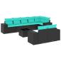 Preview: 9-teiliges Gartensofa-Set mit Kissen, schwarzes Polyrattan