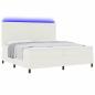 Preview: LED Boxspringbett Creme und Weiß 200 x 200 cm Cordstoff