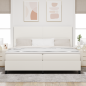 Preview: LED Boxspringbett Creme und Weiß 200 x 200 cm Cordstoff