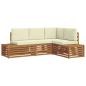 Preview: Outdoor-Sofagarnitur mit Kissen 4 Stück Natur und Creme