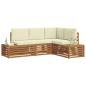 Preview: Outdoor-Sofagarnitur mit Kissen 4 Stück Natur und Creme