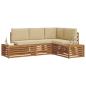 Preview: Outdoor-Sofagarnitur mit Kissen 4 Stück Natur und Beige