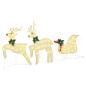 Preview: LED Rentiere 7 Stk. Gold 43 x 18 x 66 cm Stoff LEDs