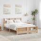 Preview: ARDEBO.de - Bettrahmen mit Regal Braun 150 x 200 cm Massives Kiefernholz