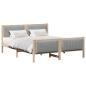 Preview: Bettgestell Braun und Hellgrau 150 x 200 cm Massivholz Kiefer