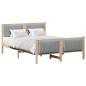Preview: Bettgestell Braun und Hellgrau 140 x 190 cm Massivholz Kiefer