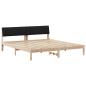 Preview: Bettgestell Braun und Schwarz 200 x 200 cm Massivholz Kiefer
