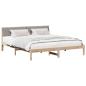 Preview: Bettgestell Braun und Taupe 200 x 200 cm Massivholz Kiefer