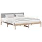 Preview: Bettgestell Braun und hellgrau 180 x 200 cm Massivholz Kiefer