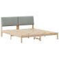 Preview: Bettgestell Braun und Hellgrau 200 x 200 cm Massivholz Kiefer