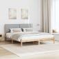 Preview: Bettgestell Braun und Hellgrau 200 x 200 cm Massivholz Kiefer